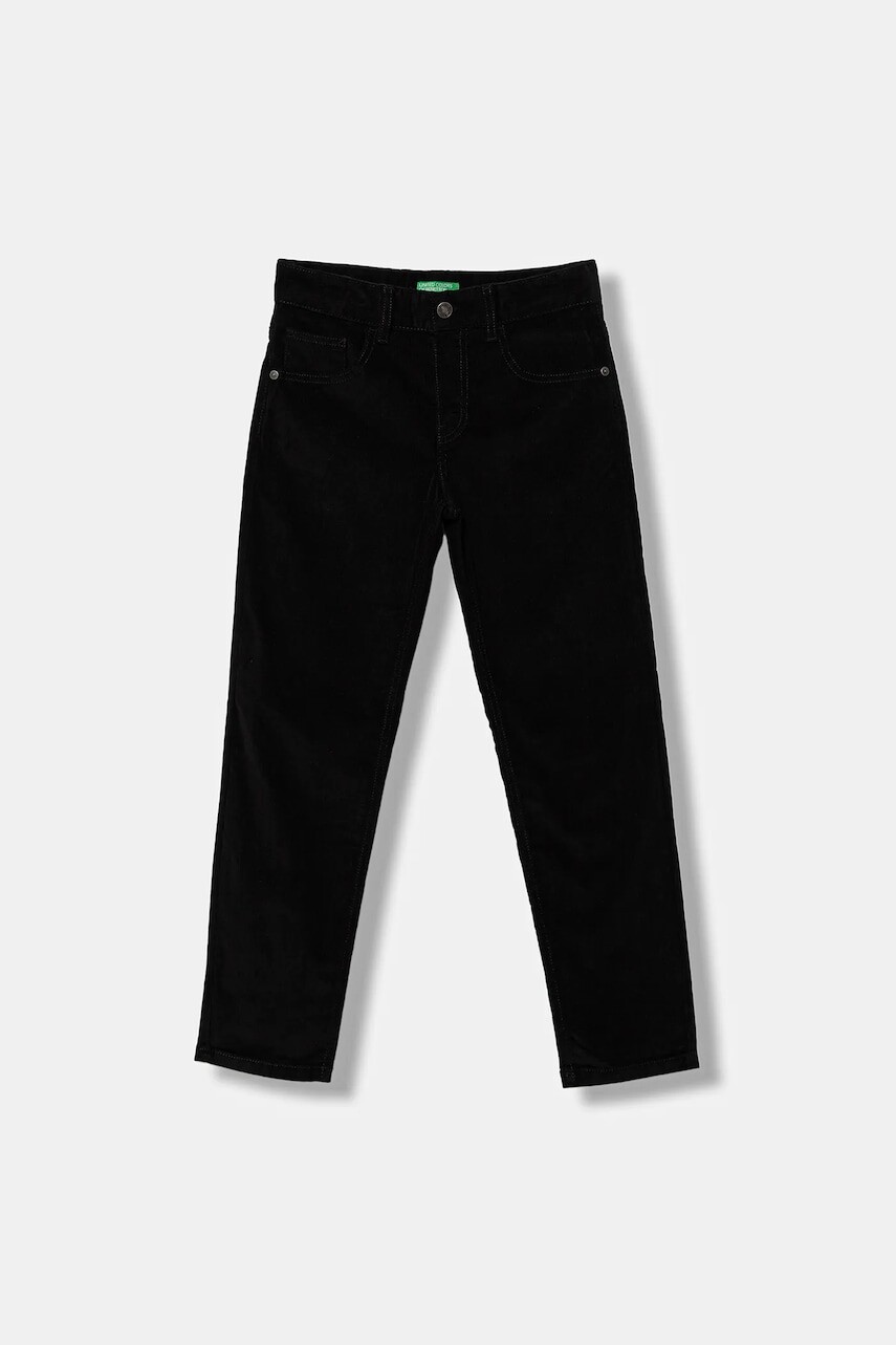 Detské menčestrové nohavice United Colors of Benetton čierna farba, jednofarebné, 4AD5CE04E