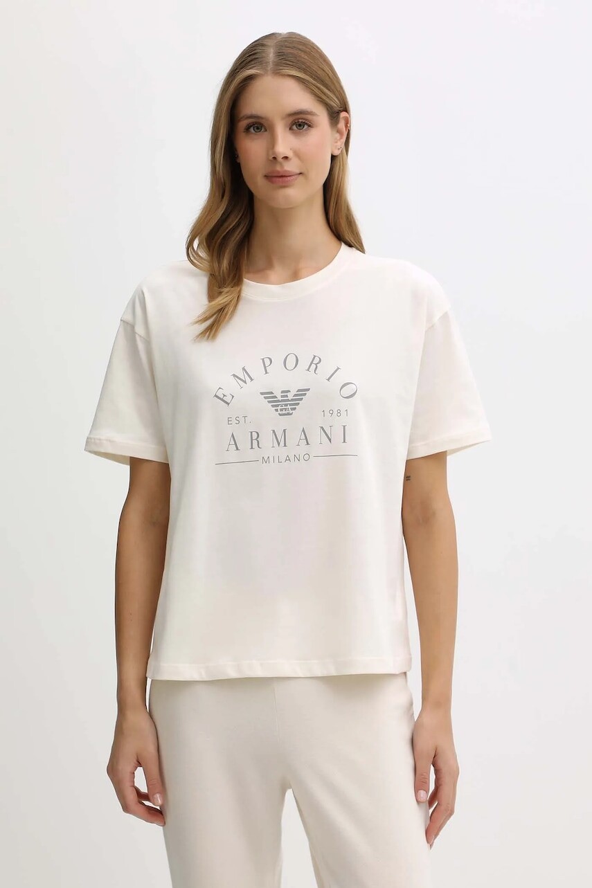 Bavlnené elegantné tričko Emporio Armani Underwear béžová farba, EW001898 AF15345