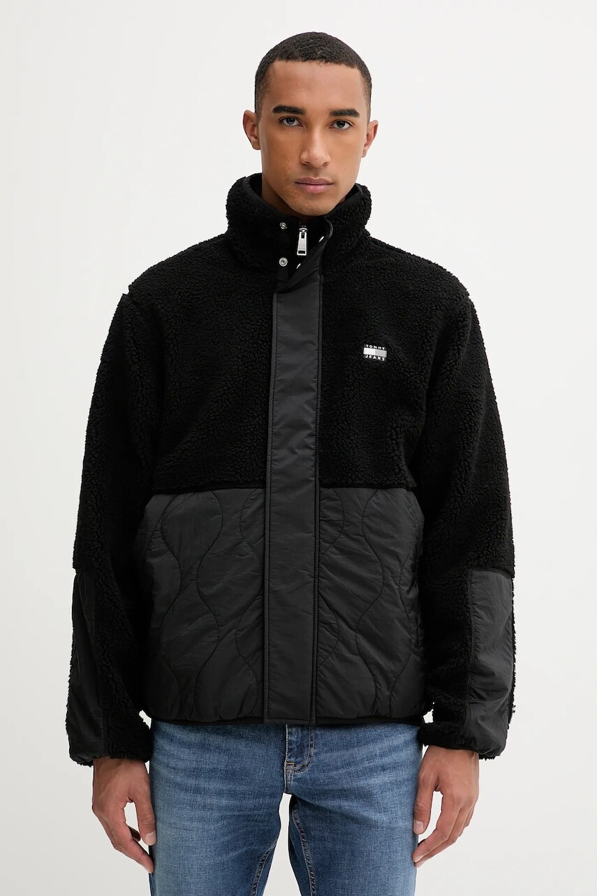 Bunda Tommy Jeans čierna farba, prechodná, DM0DM22066