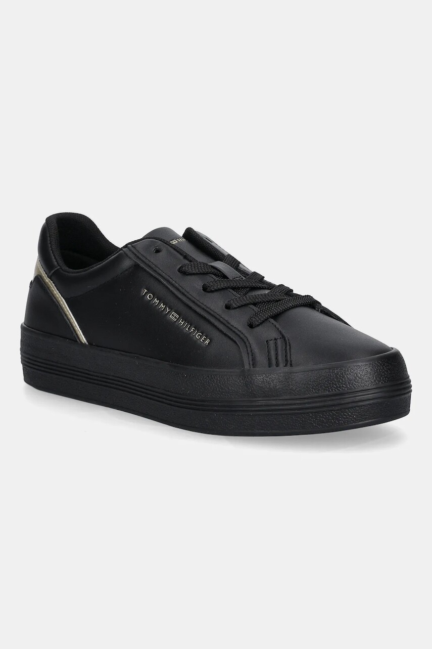 Kožené tenisky Tommy Hilfiger VULC FOXING SNEAKER čierna farba, FW0FW08683