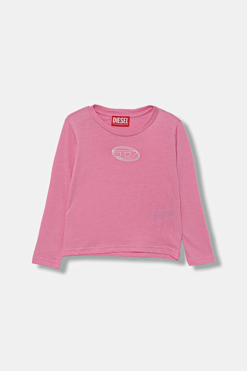 Detská bavlnená košeľa s dlhým rukávom Diesel TIVALSYLS T-SHIRT ružová farba, J02431