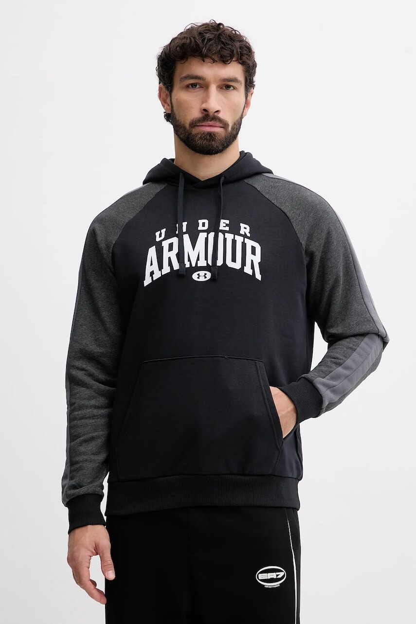 Mikina Under Armour Rival čierna farba, s kapucňou, s potlačou, 6003958