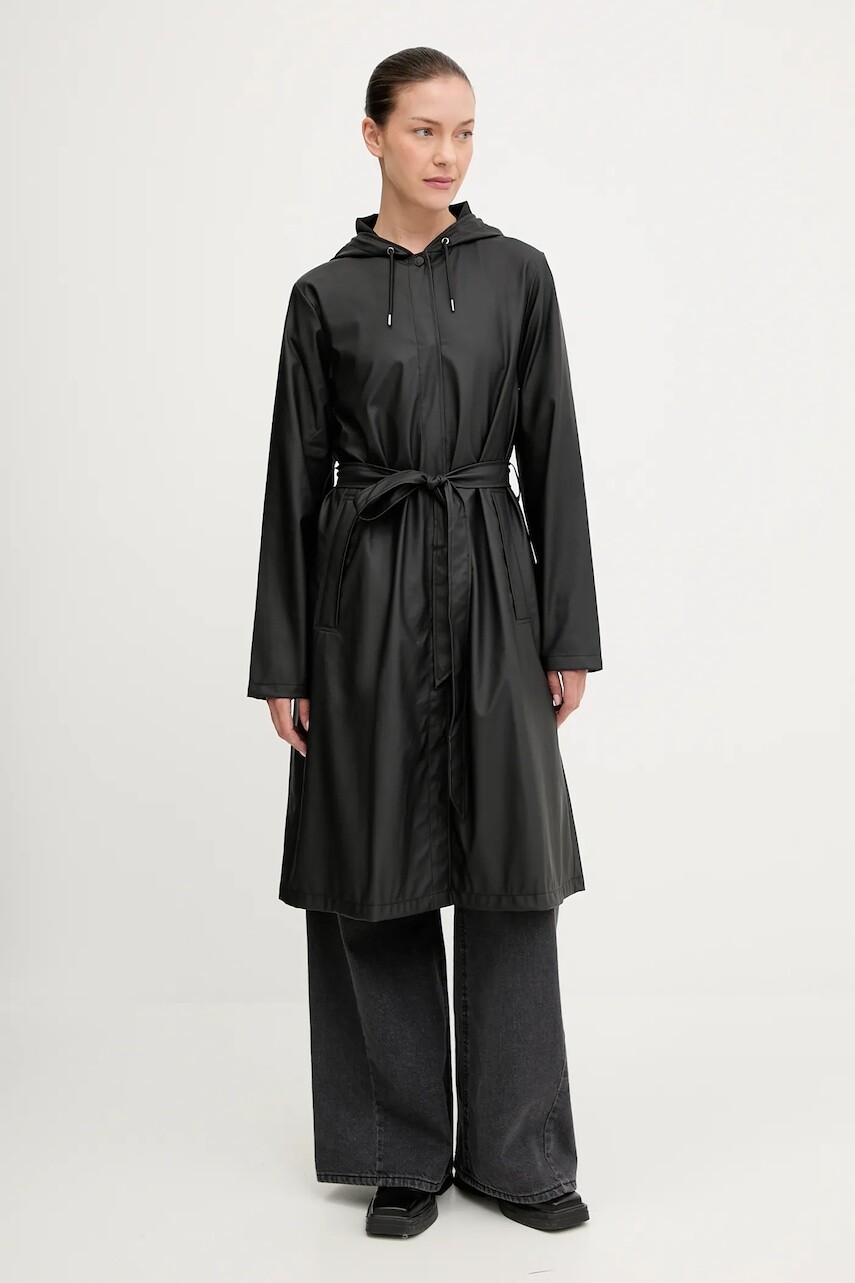 Bunda Rains 12040 A-Line Longer W Jacket čierna farba, prechodná, 12040