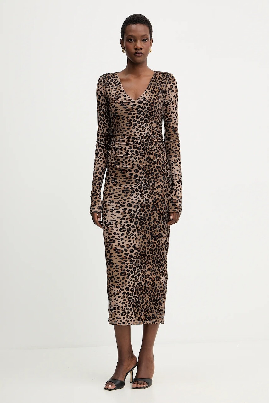 Šaty Marella hnedá farba, maxi, priliehavé, 2523626064200