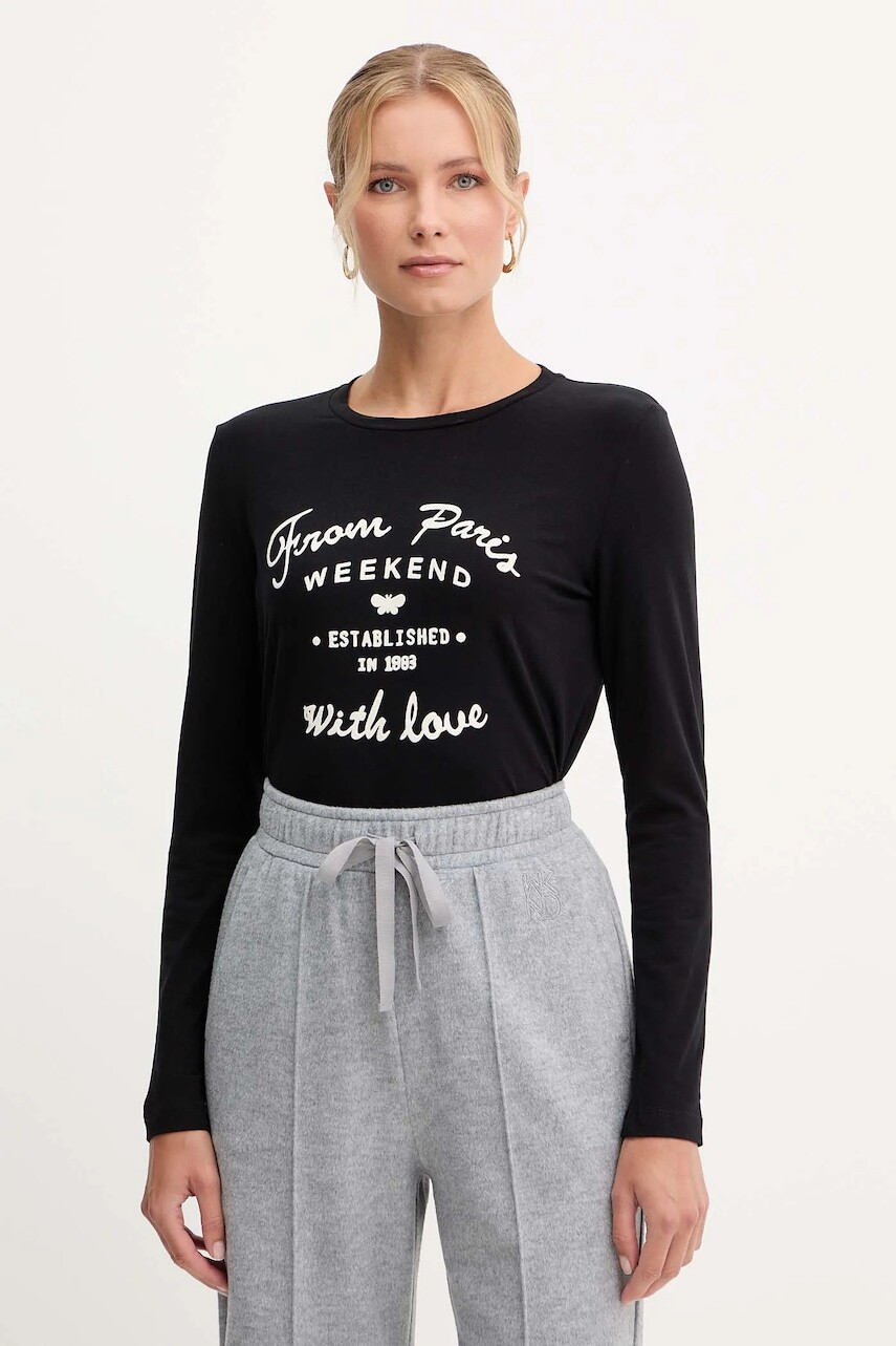 Tričko s dlhým rukávom Weekend Max Mara ALIAS čierna farba, 2525946042600