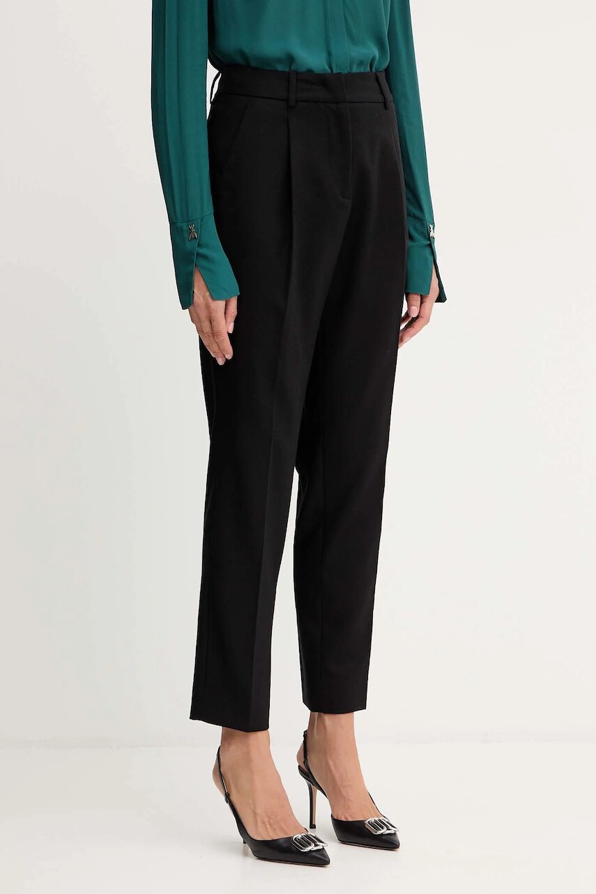 Vlnené nohavice Weekend Max Mara CALDAIA čierna farba, strih chinos, vysoký pás, 2525136152600