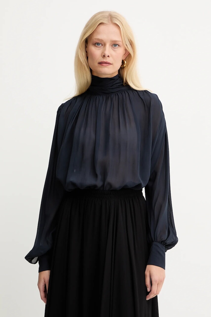 Blúzka Marella tmavomodrá farba, jednofarebná, 2523116012200