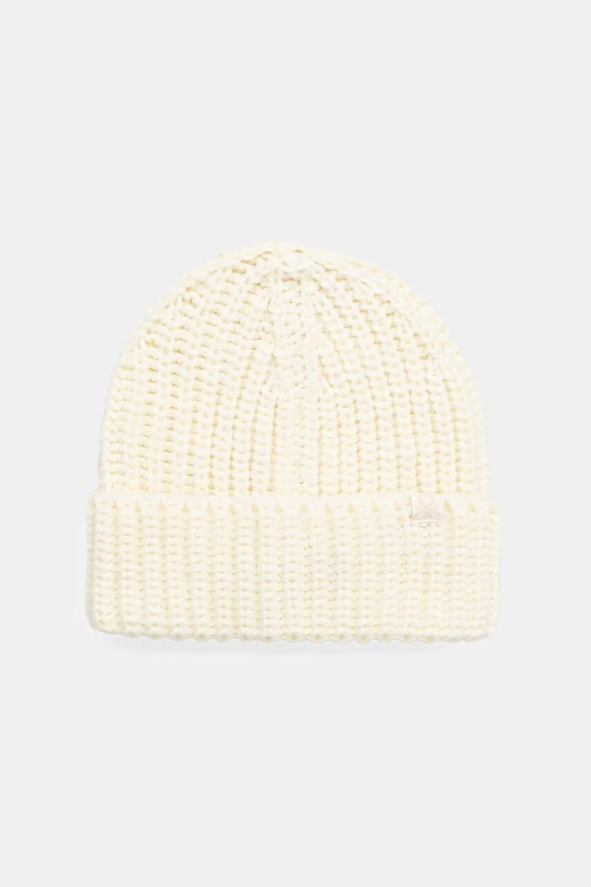 Detská čiapka s prímesou vlny United Colors of Benetton béžová farba, 105HCA014