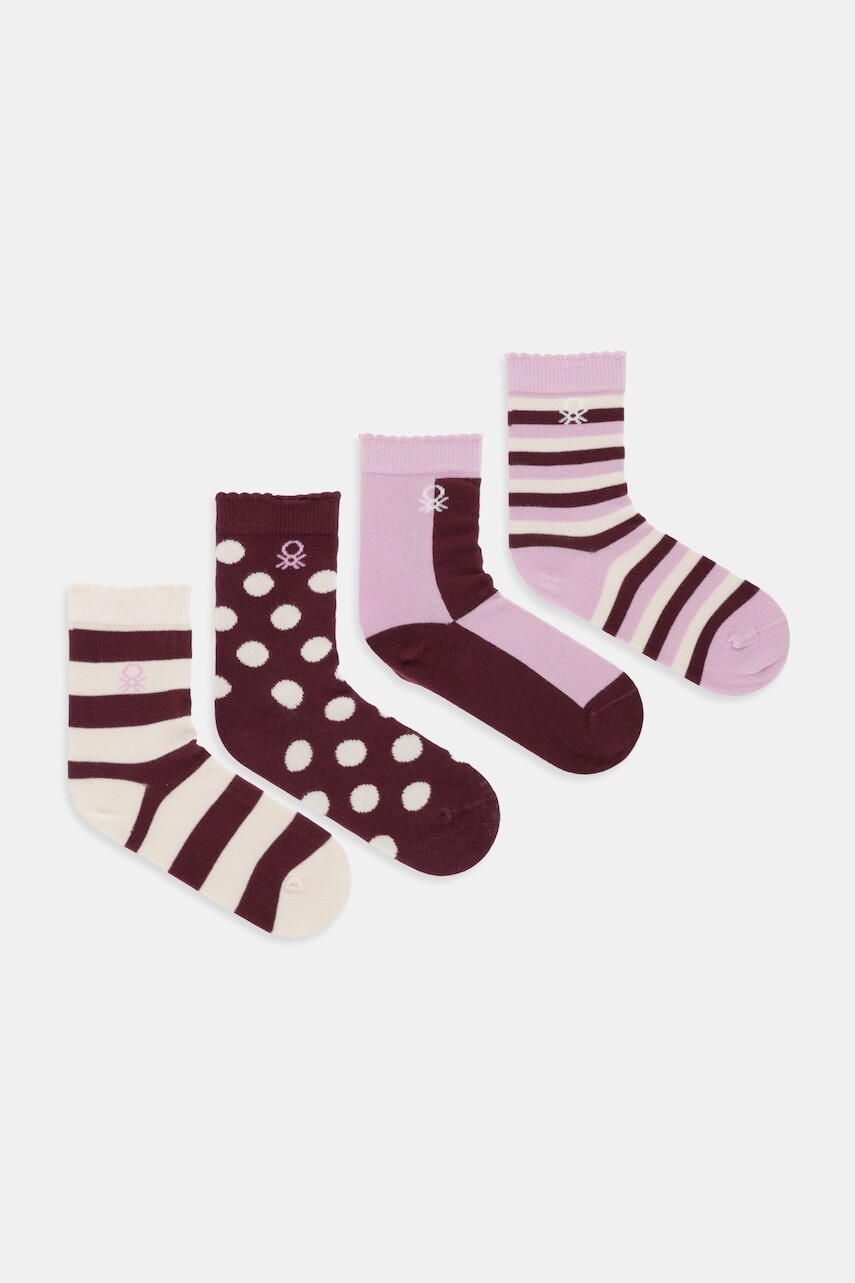 Detské ponožky United Colors of Benetton 4-pak ružová farba, 6AO30704E