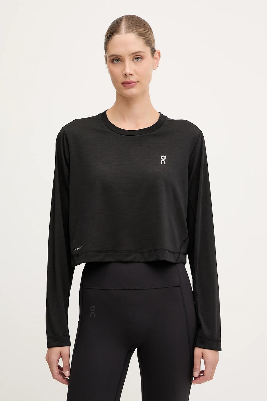 Tréningové tričko s dlhým rukávom On čierna farba, 1WF12520553