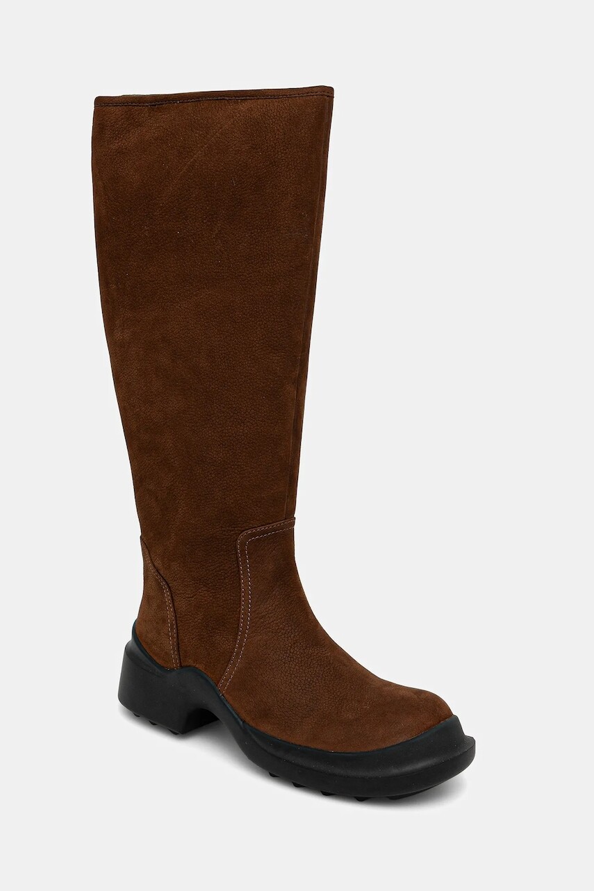 Nubukové čižmy Jeffrey Campbell FORTE hnedá farba, na plochom podpätku, zateplené, JCD-347-4-01