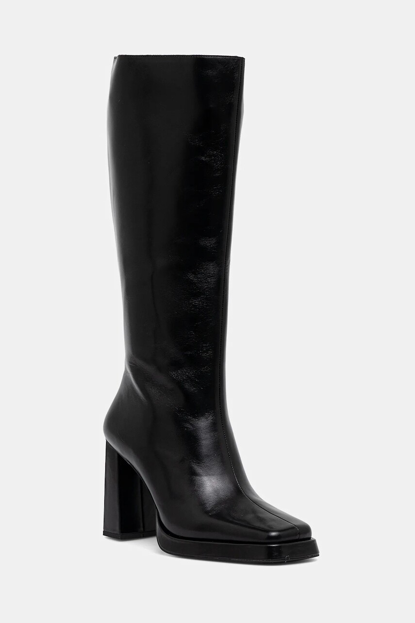 Kožené čižmy Jeffrey Campbell Maximal čierna farba, na podpätku, JC-852-1-3