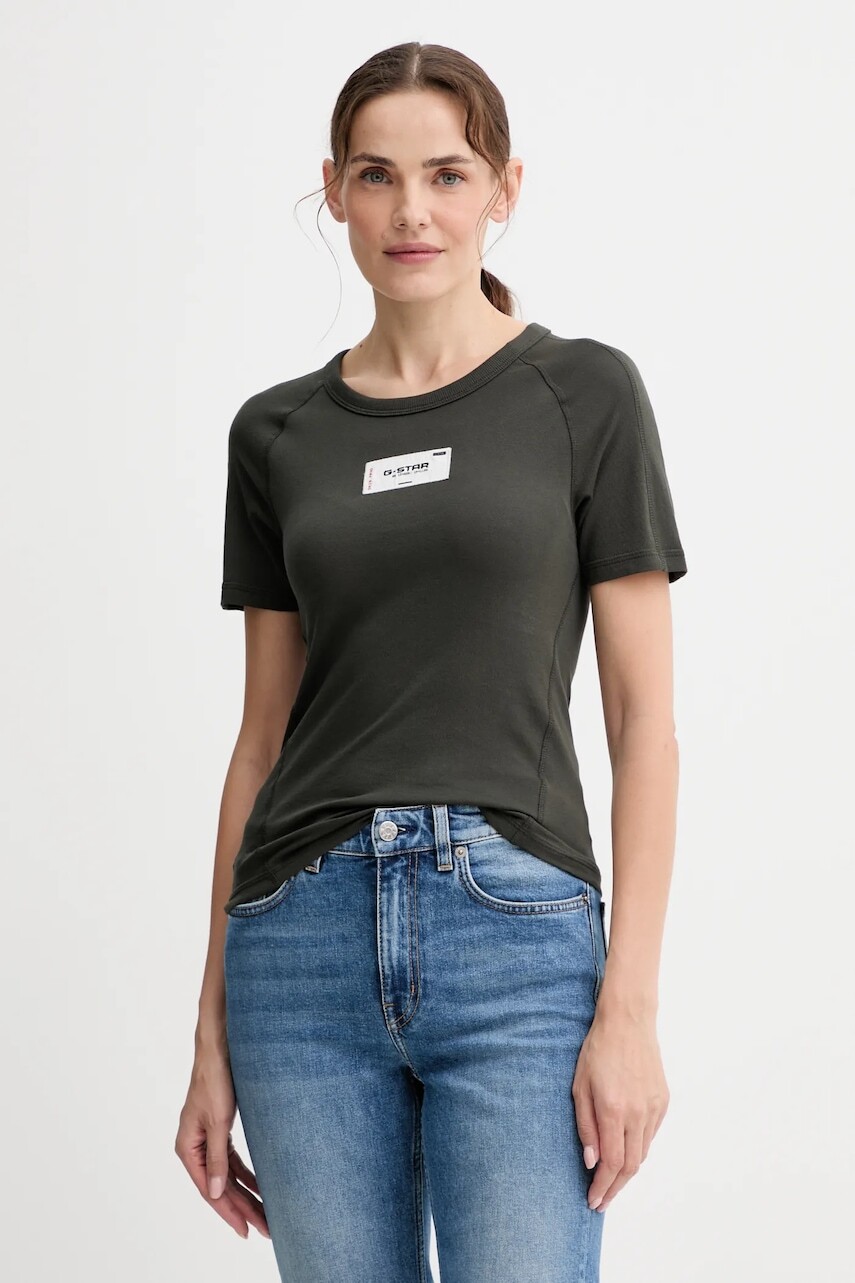 Bavlnené tričko G-Star dámske, zelená farba, D27741.D961