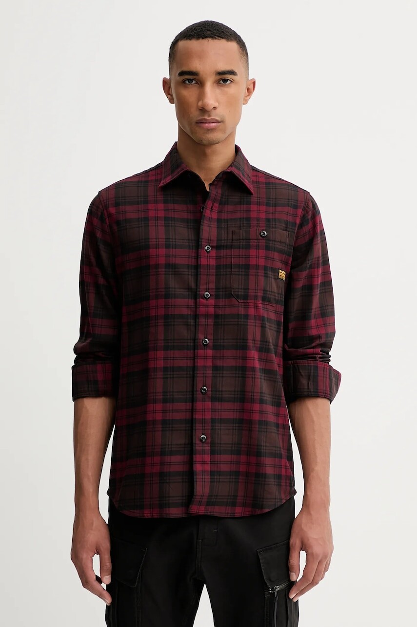 Bavlnená košeľa G-Star bordová farba, slim, s klasickým golierom, D23553.D748