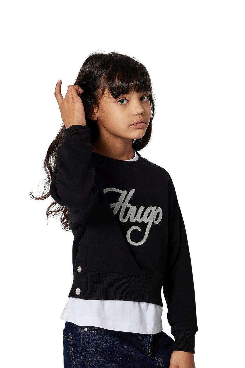 Detská mikina HUGO čierna farba, s potlačou, G00498