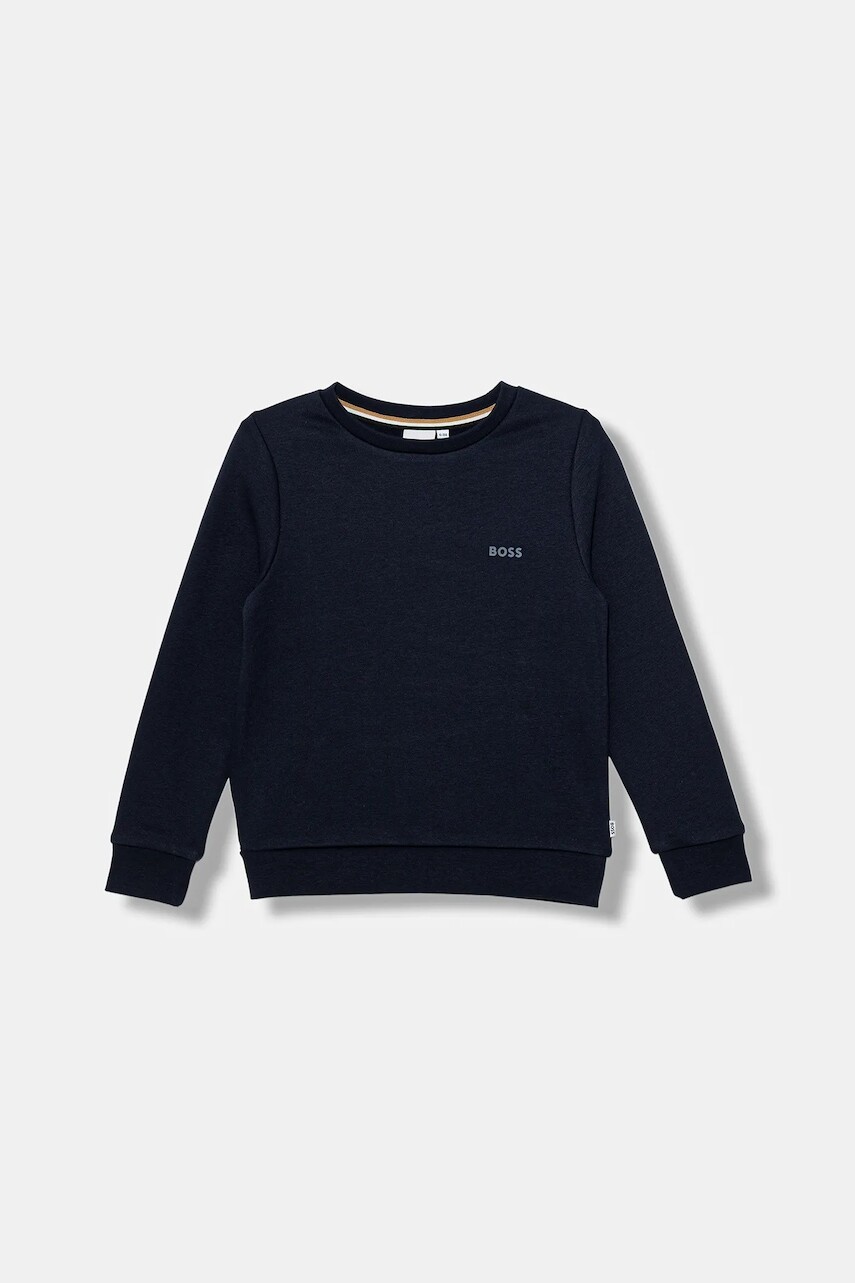 Detská mikina BOSS tmavomodrá farba, jednofarebná, J52348