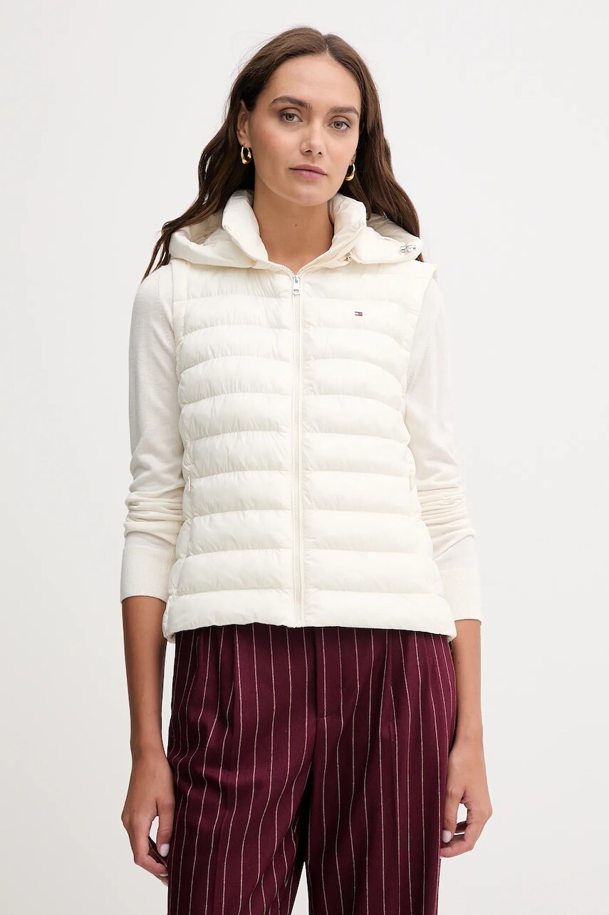 Vesta Tommy Hilfiger béžová farba, zimná, WW0WW47352
