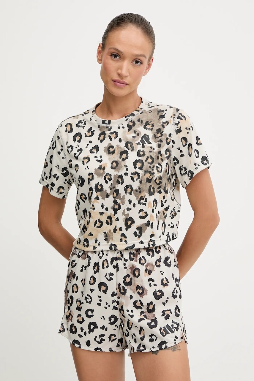 Tréningové tričko adidas Performance béžová farba, JY4604