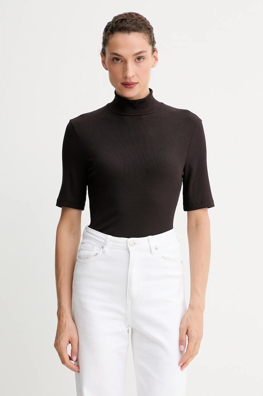 Tričko Marc O'Polo dámske, hnedá farba, s polorolákom, M08207651177