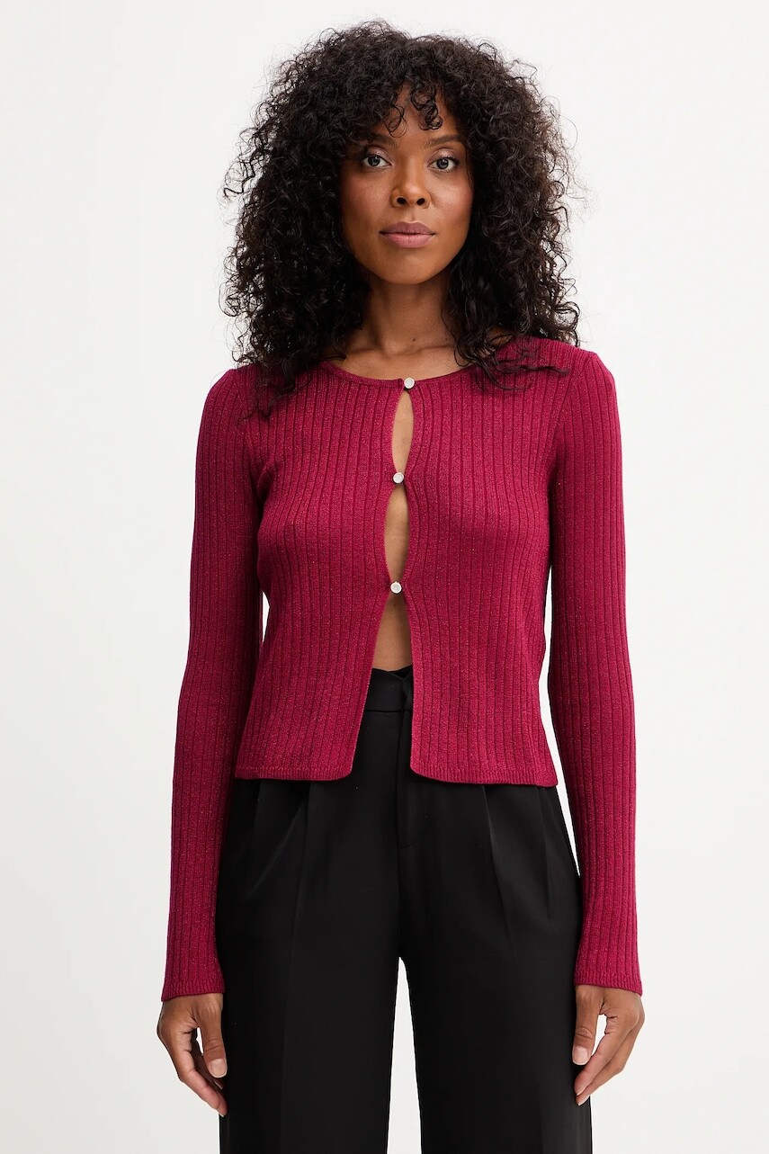 Kardigán Morgan červená farba, ľahký, MIZOR