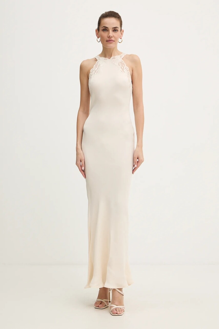 Šaty Twinset béžová farba, maxi, priliehavé, 252TT2240