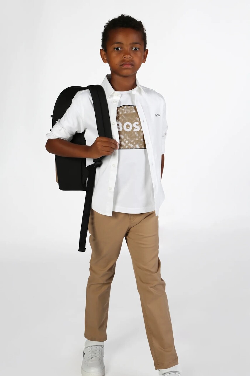 Detská bavlnená košeľa BOSS biela farba, J52675