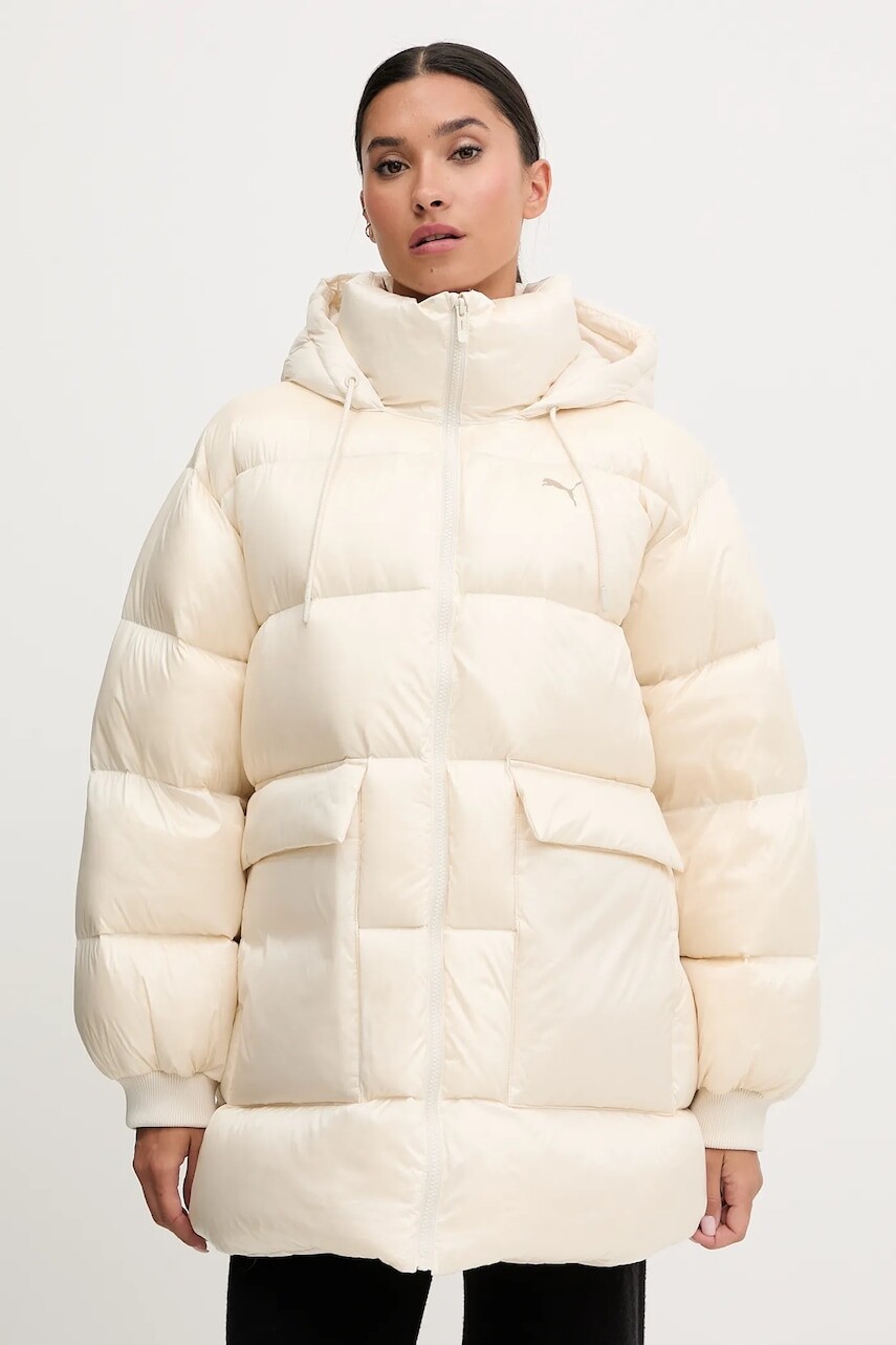 Páperová bunda Puma béžová farba, zimná, 688389