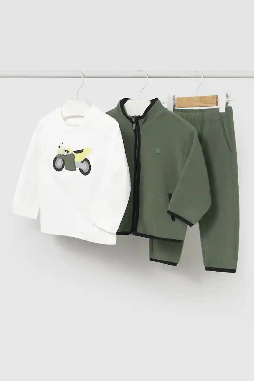 Tepláková súprava pre bábätká Mayoral 3-pak zelená farba, 2837