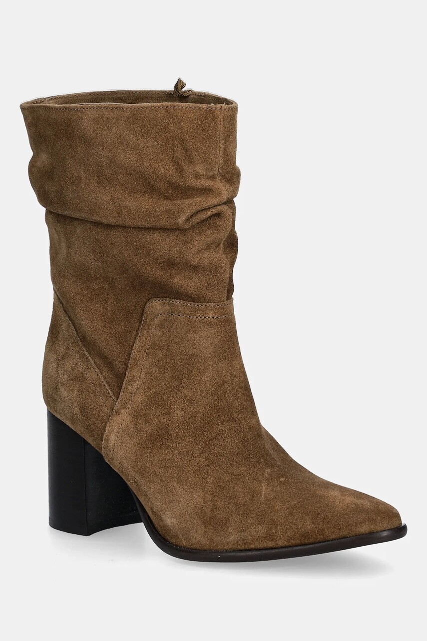 Členkové topánky Medicine hnedá farba, na podpätku