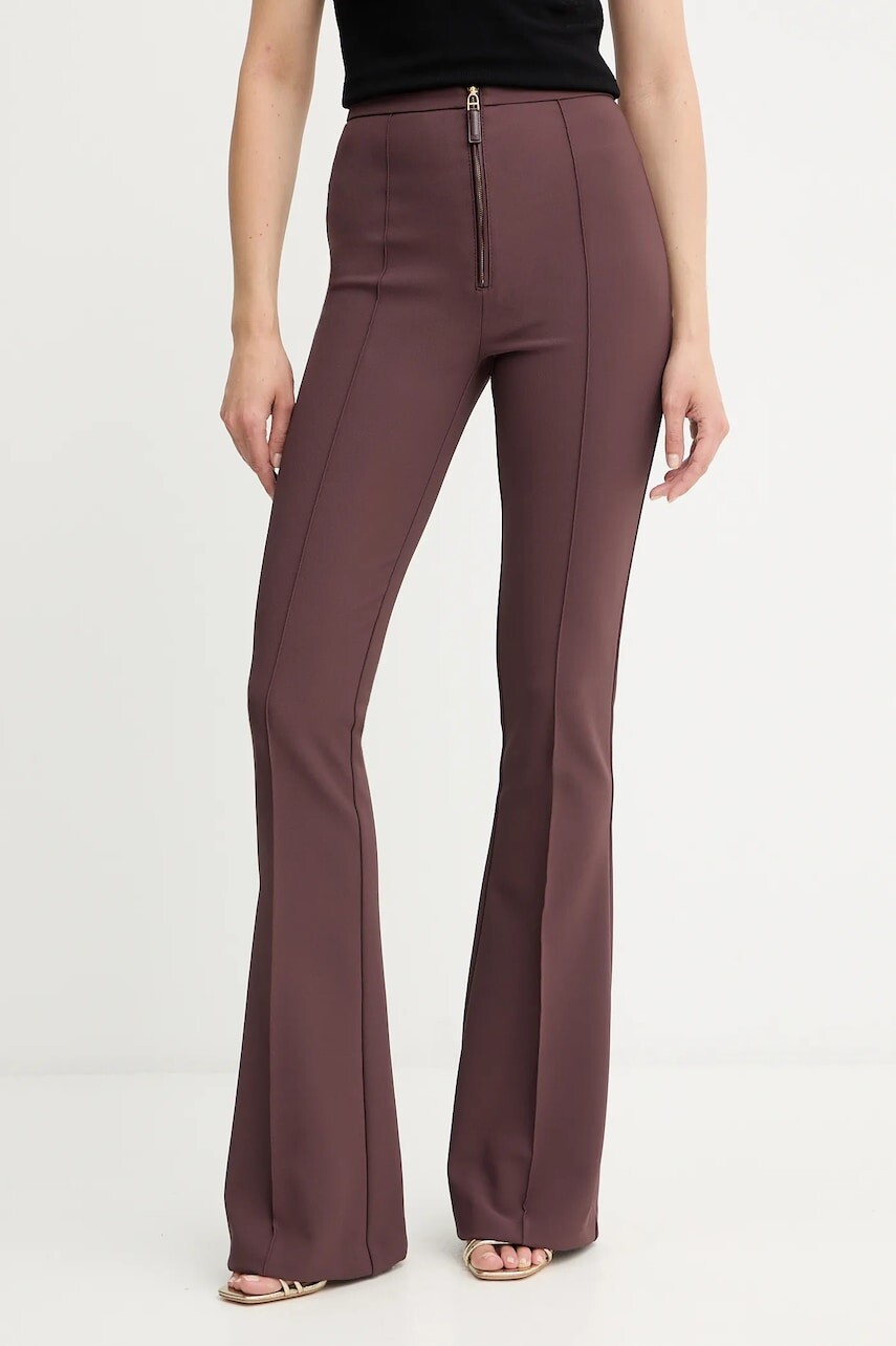 Nohavice Elisabetta Franchi bordová farba, zvony, vysoký pás, PA12256E2