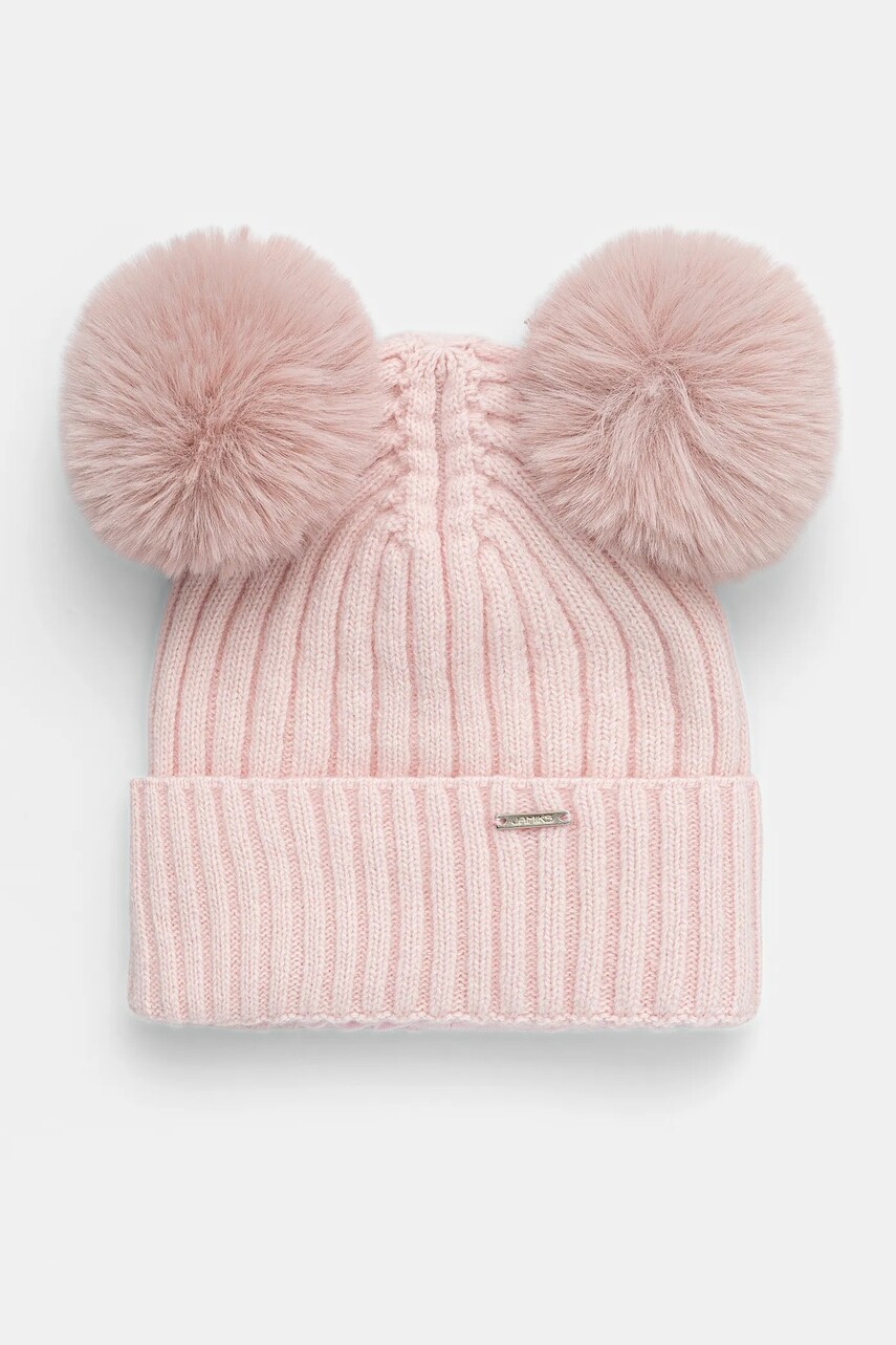 Detská vlnená čiapka Jamiks AVANI IIA ružová farba biela, JZI325