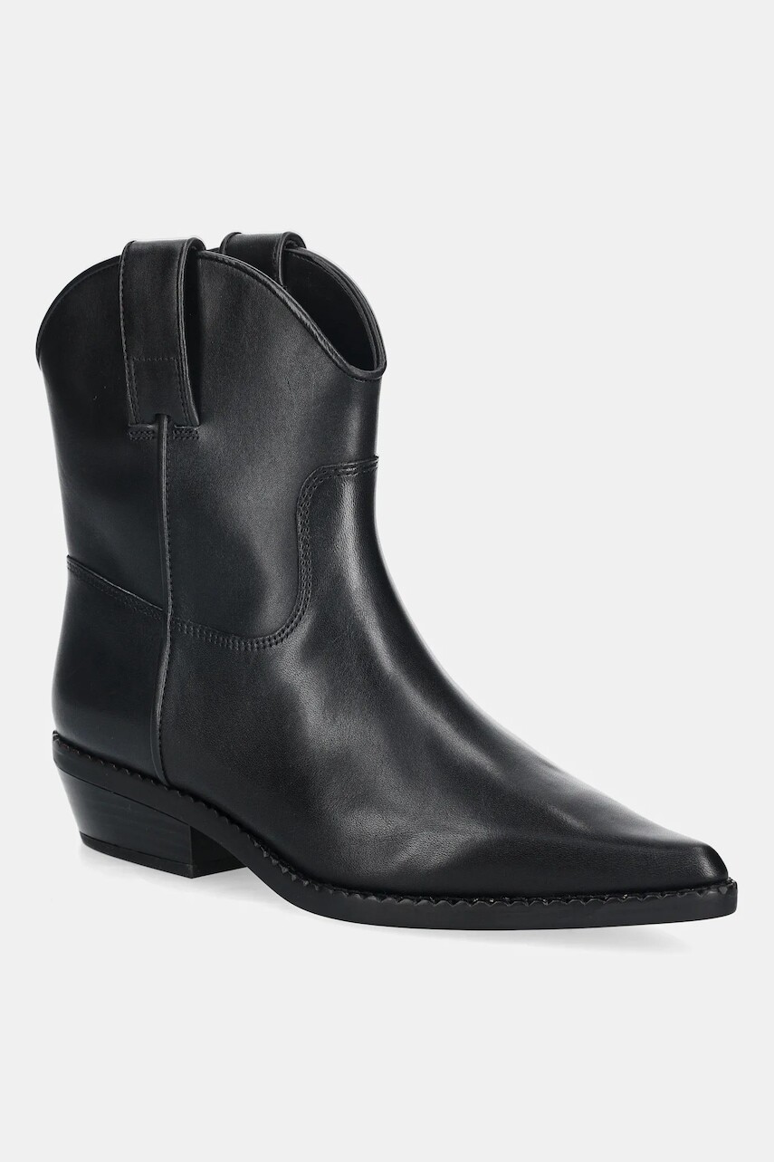 Kožené členkové topánky MICHAEL Michael Kors Noemie čierna farba, na plochom podpätku, 40F5NOME7L.001