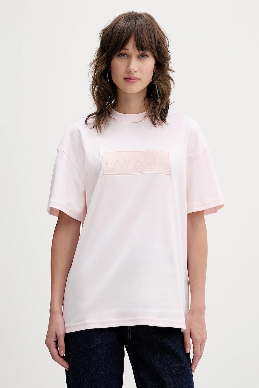 Bavlnené tričko La Mania ALISA dámske, ružová farba, ALISA