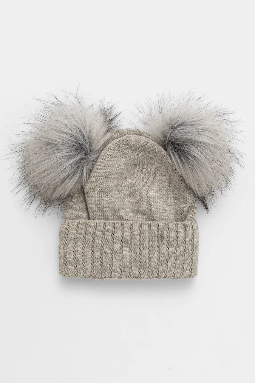 Detská čiapka s prímesou vlny Jamiks BRIELLE IIA šedá farba, JZI326