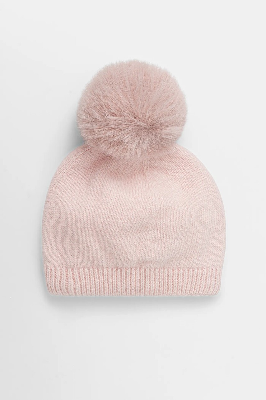 Detská čiapka s prímesou vlny Jamiks MADS II ružová farba biela, JZI148