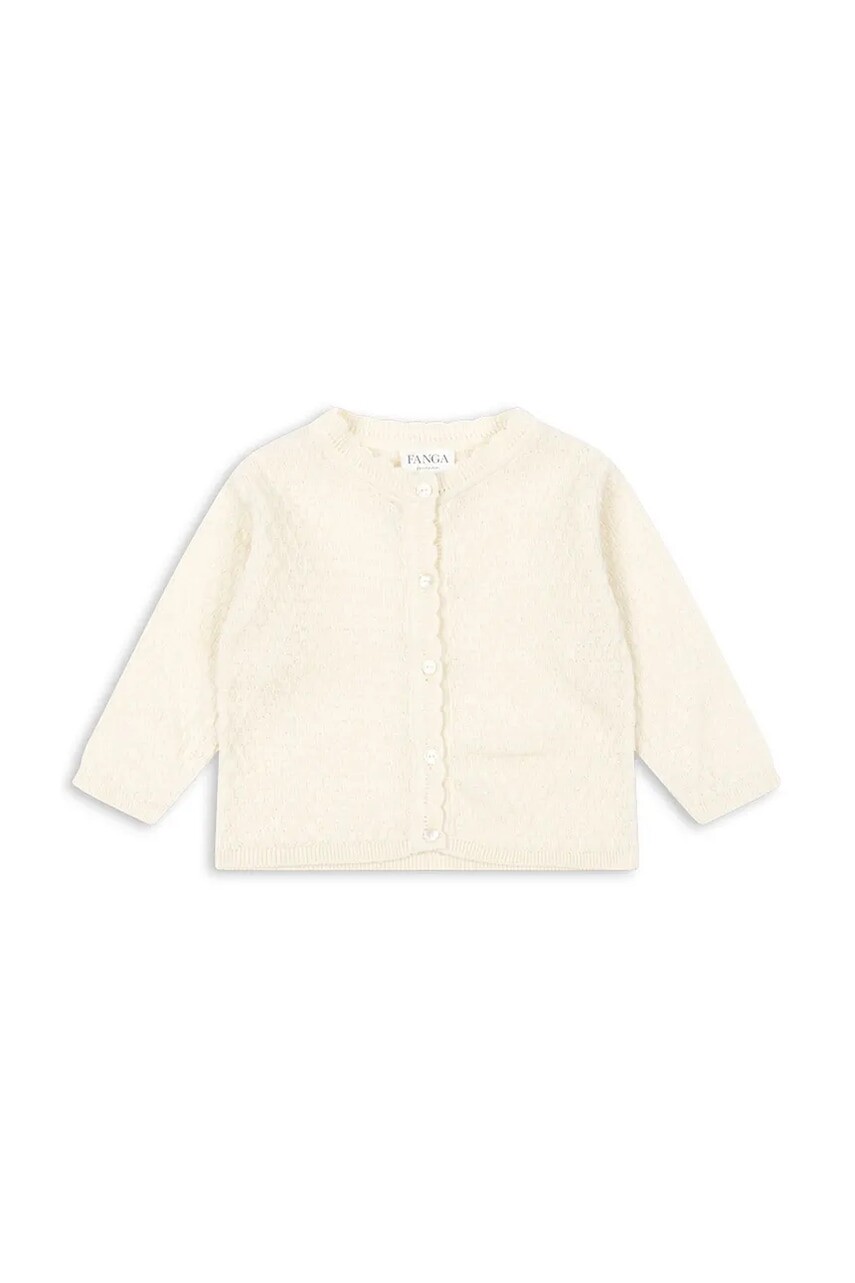 Kardigán pre bábätká Fanga Fontana VENTI POINTELLE CARDIGAN GOTS béžová farba, ľahké, FA100057