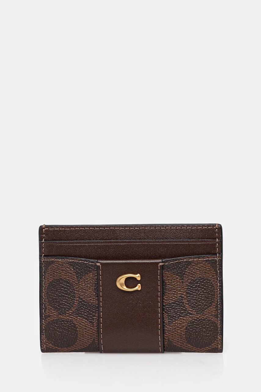 Puzdro na karty Coach hnedá farba, CBY80