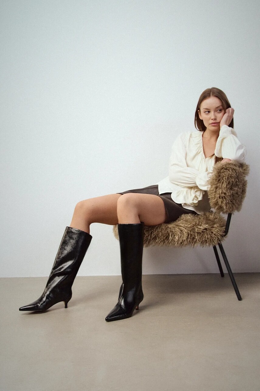 Vysoké čižmy Medicine čierna farba, na vysokom podpätku