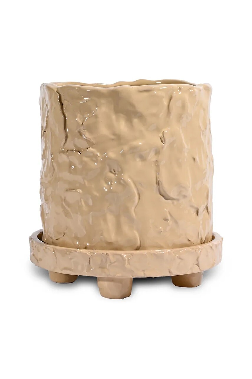 Kvetináč s podšálkou Byon Muddy 18 cm S, x Emma Widell béžová farba