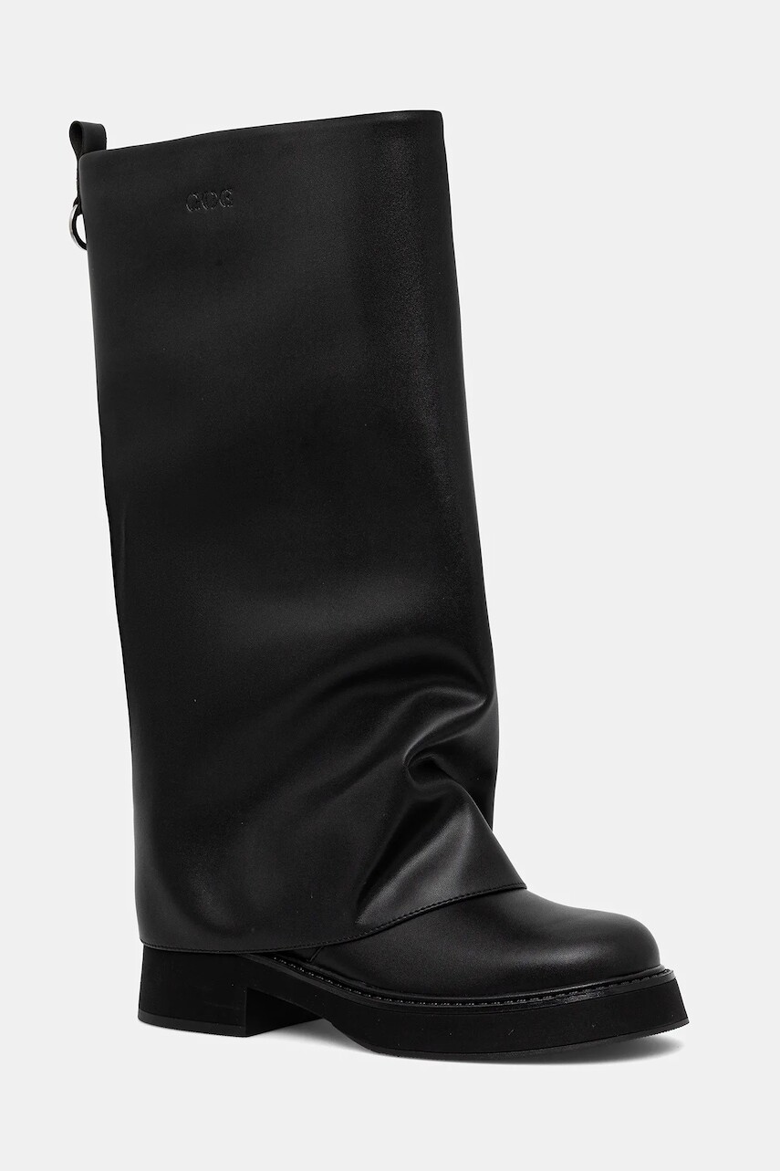 Kožené čižmy GOE čierna farba, na podpätku, jemne zateplené, SS2N4400 BLACK