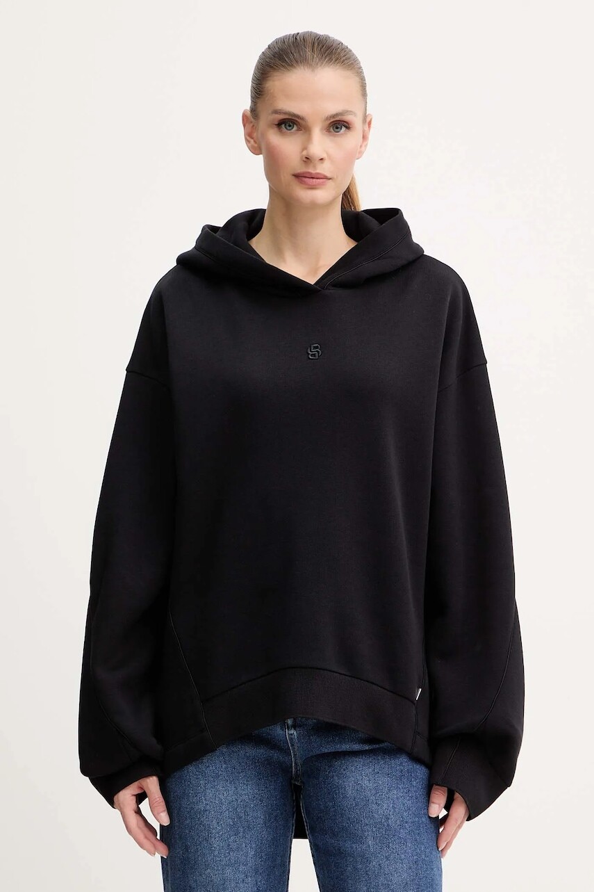 Mikina BOSS čierna farba, s kapucňou, jednofarebná, 50550339