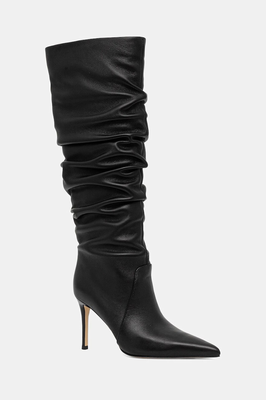 Kožené čižmy MICHAEL Michael Kors Dawn čierna farba, na vysokom podpätku, 40F5DWHB6L.001