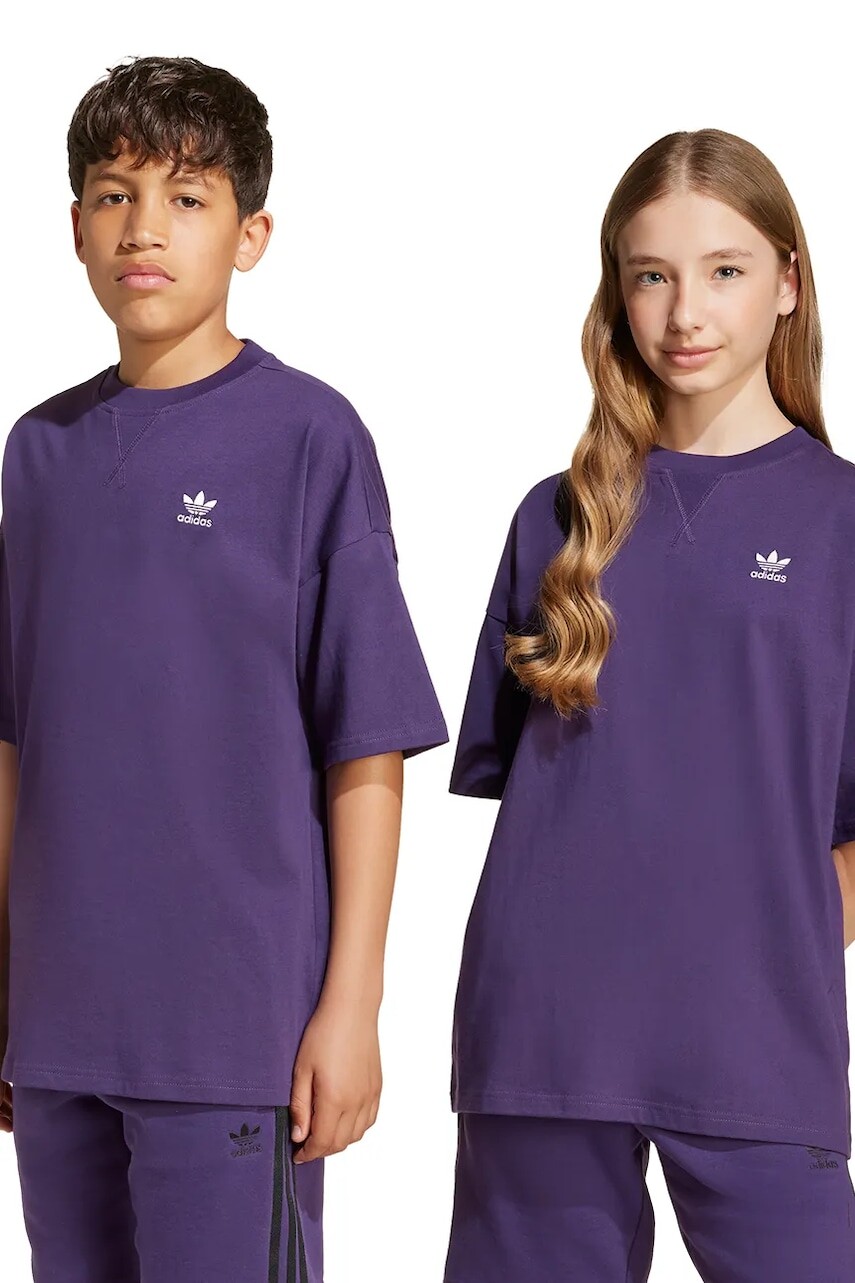 Bavlnené tričko adidas Originals fialová farba, s nášivkou, JX2761