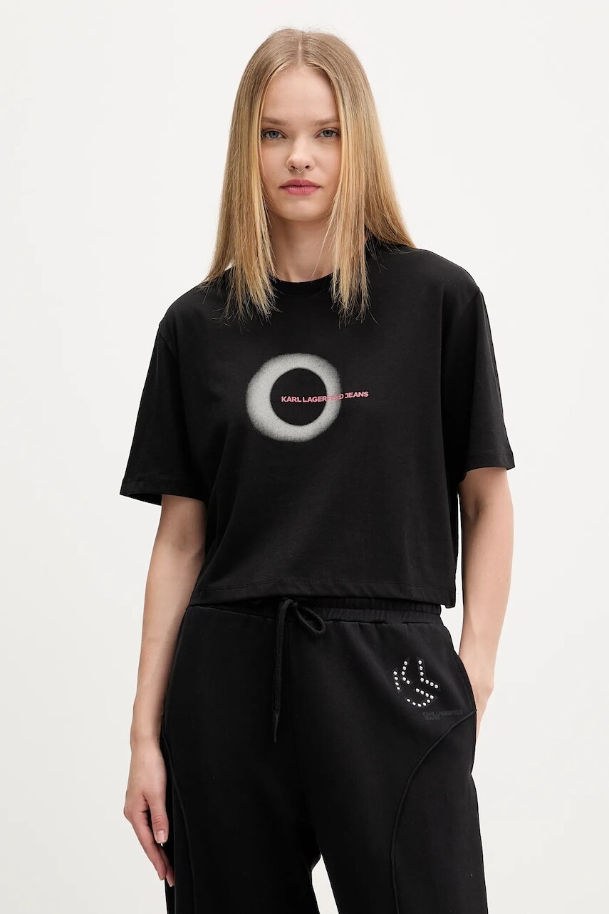 Tričko Karl Lagerfeld Jeans dámske, čierna farba, A4W17011