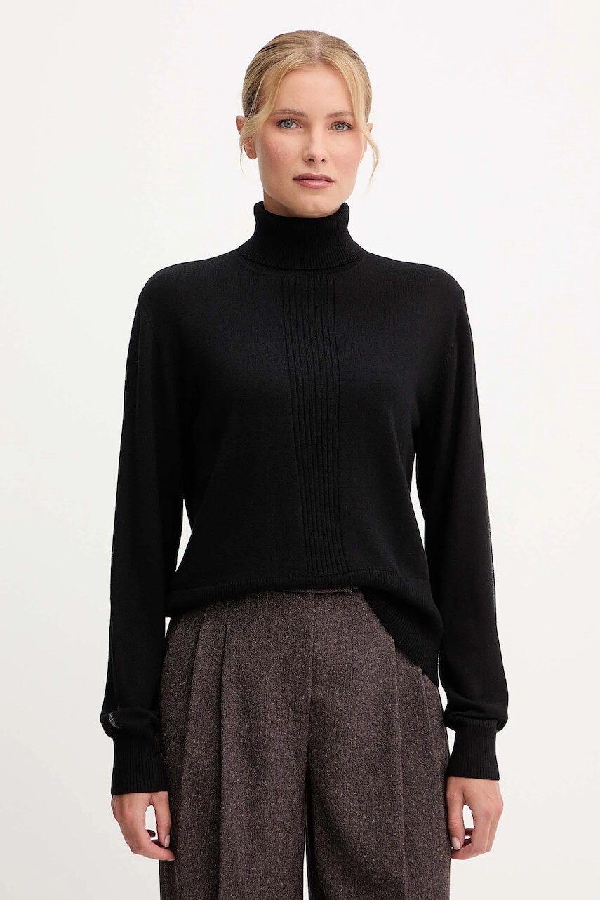 Vlnený sveter Patrizia Pepe čierna farba, s rolákom, 2K0340 KM36