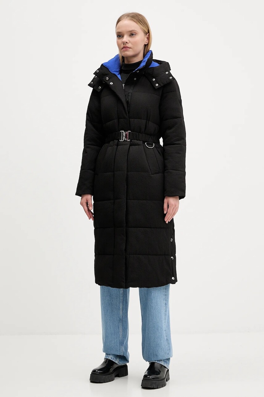 Bunda Desigual EXTRA CINTURON2 čierna farba, zimná, 25WWEW24