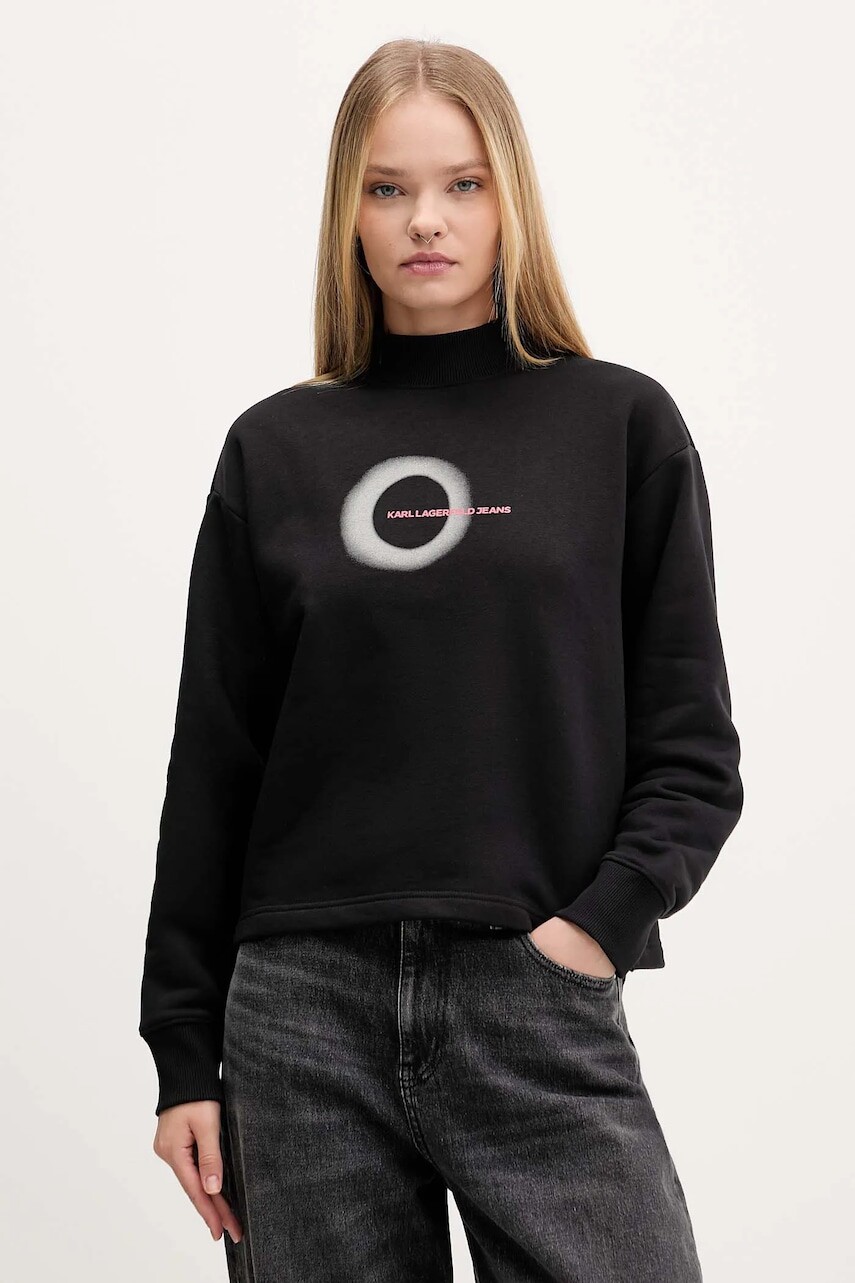 Mikina Karl Lagerfeld Jeans čierna farba, s potlačou, A4W20002