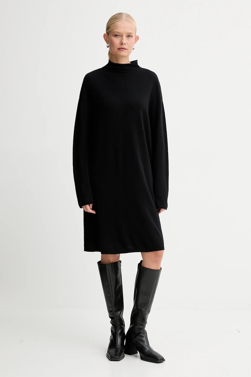 Šaty s prímesou vlny Marc O'Polo čierna farba, mini, oversize, 509511867033