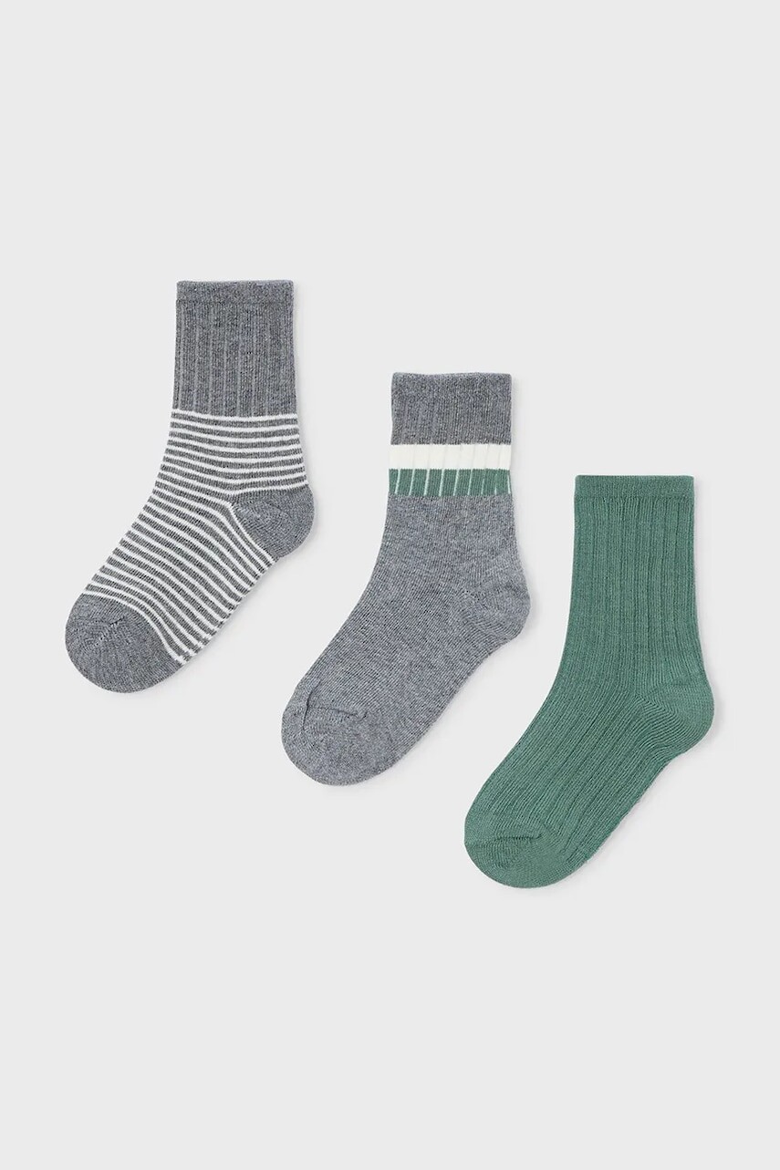 Detské ponožky Mayoral 3-pak zelená farba, 10052