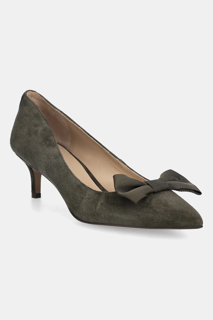 Semišové lodičky Lauren Ralph Lauren Adrienne Bow zelená farba, 802980116002